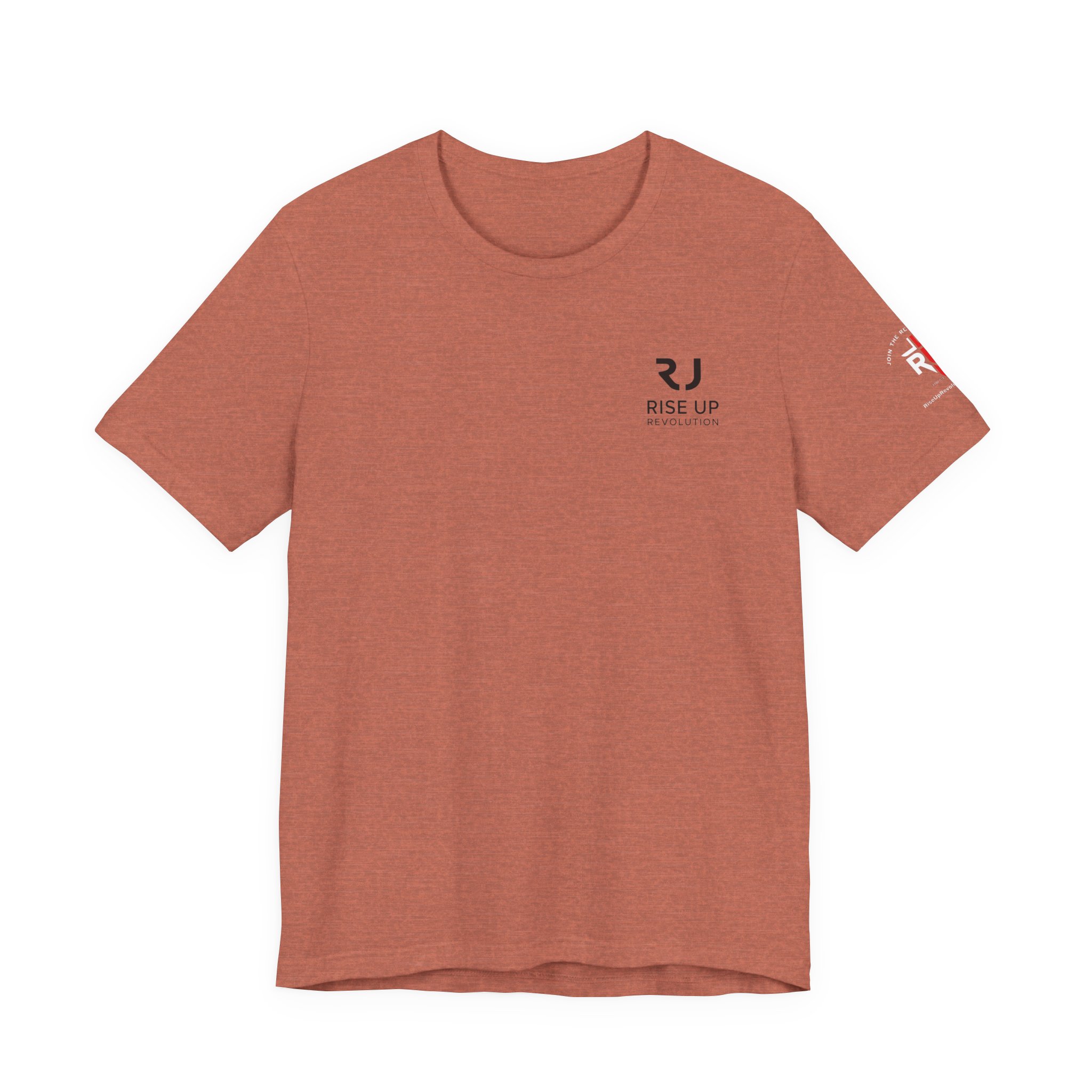 Short Sleeve Crew Tee Rise Up Logo Tee — American Flag Sleeve Casual Short-Sleeve Shirt - Image 5