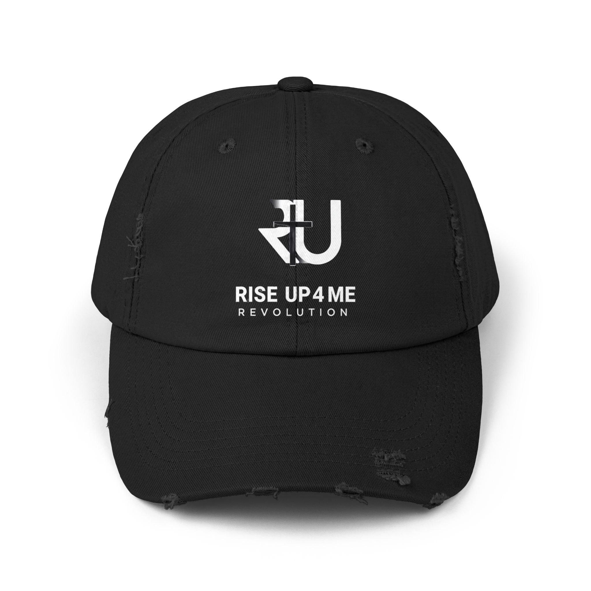 Distressed Cap Fading R U Cross Logo Unisex Distressed Cap - Rise Up 4 Me Revolution, Vintage Cap, Casual Headwear, Gifts for Him/Her, Street Style, Adjustable Hat