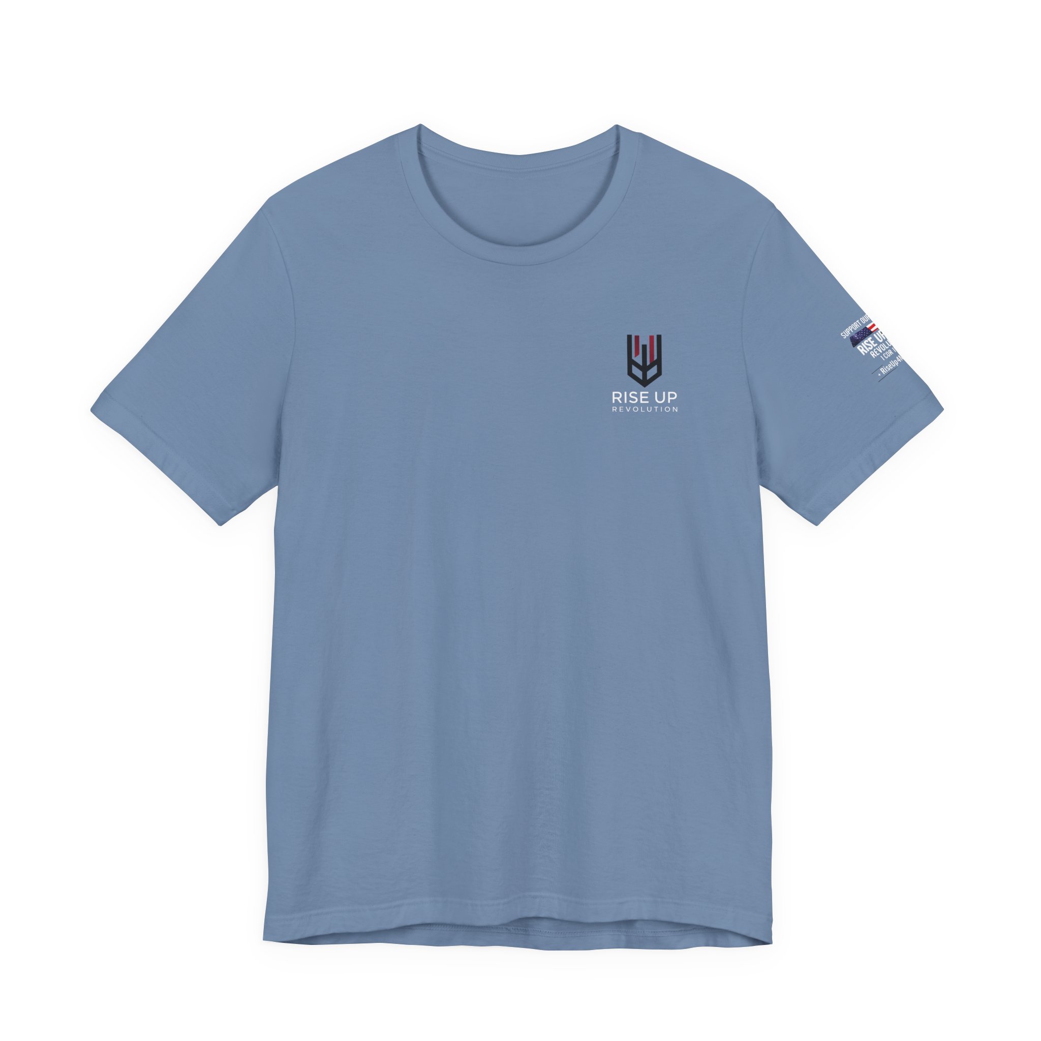 Short Sleeve Crew Tee Rise Up Shield T-Shirt — Patriotic Military Tribute Tee - Image 29