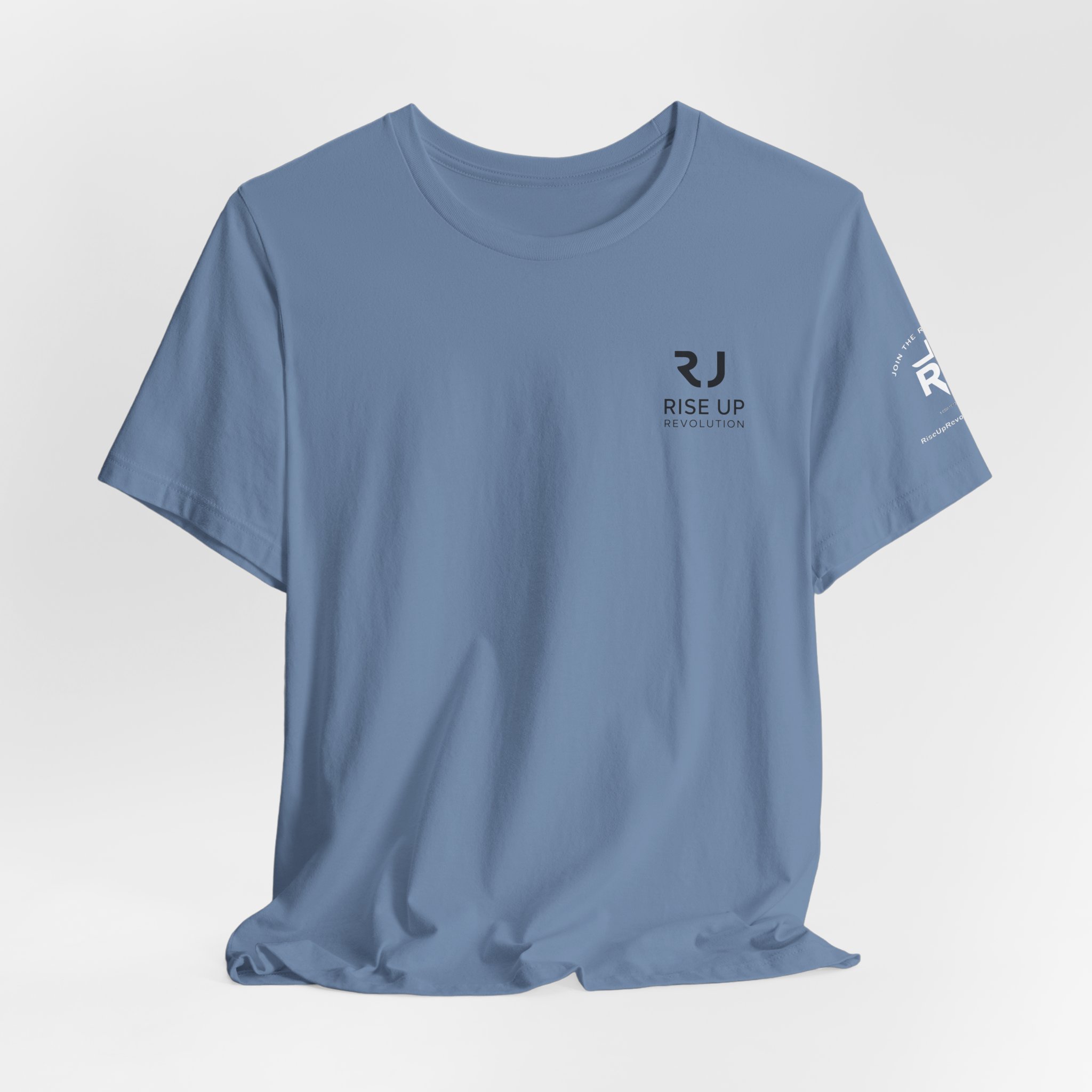 Short Sleeve Crew Tee Rise Up Logo Tee — American Flag Sleeve Casual Short-Sleeve Shirt - Image 40