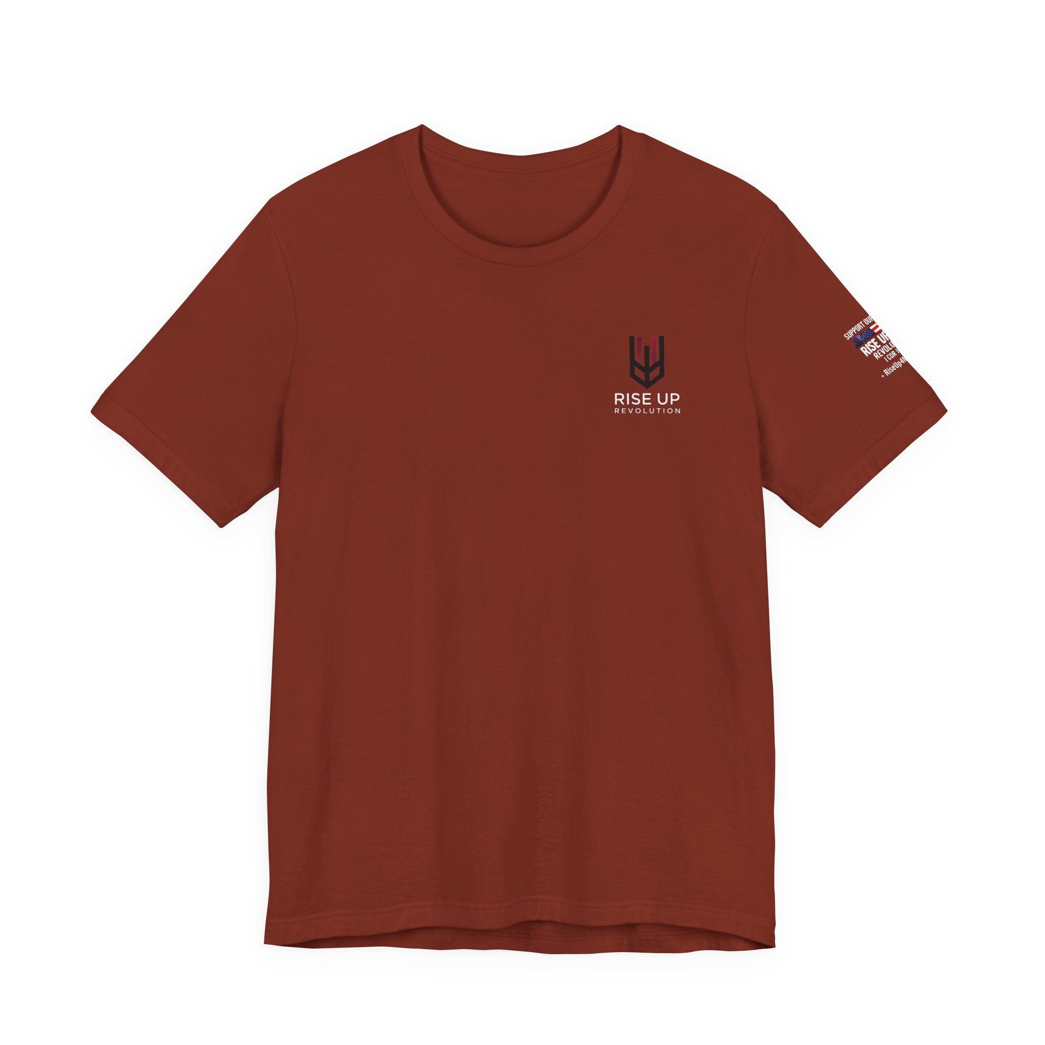 Short Sleeve Crew Tee Rise Up Shield T-Shirt — Patriotic Military Tribute Tee - Image 5