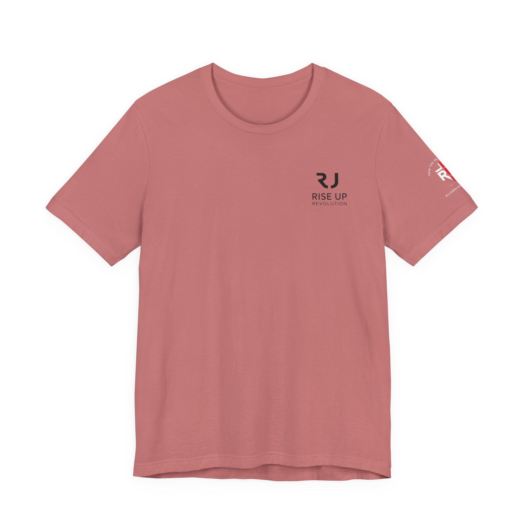 Short Sleeve Crew Tee Rise Up Logo Tee — American Flag Sleeve Casual Short-Sleeve Shirt