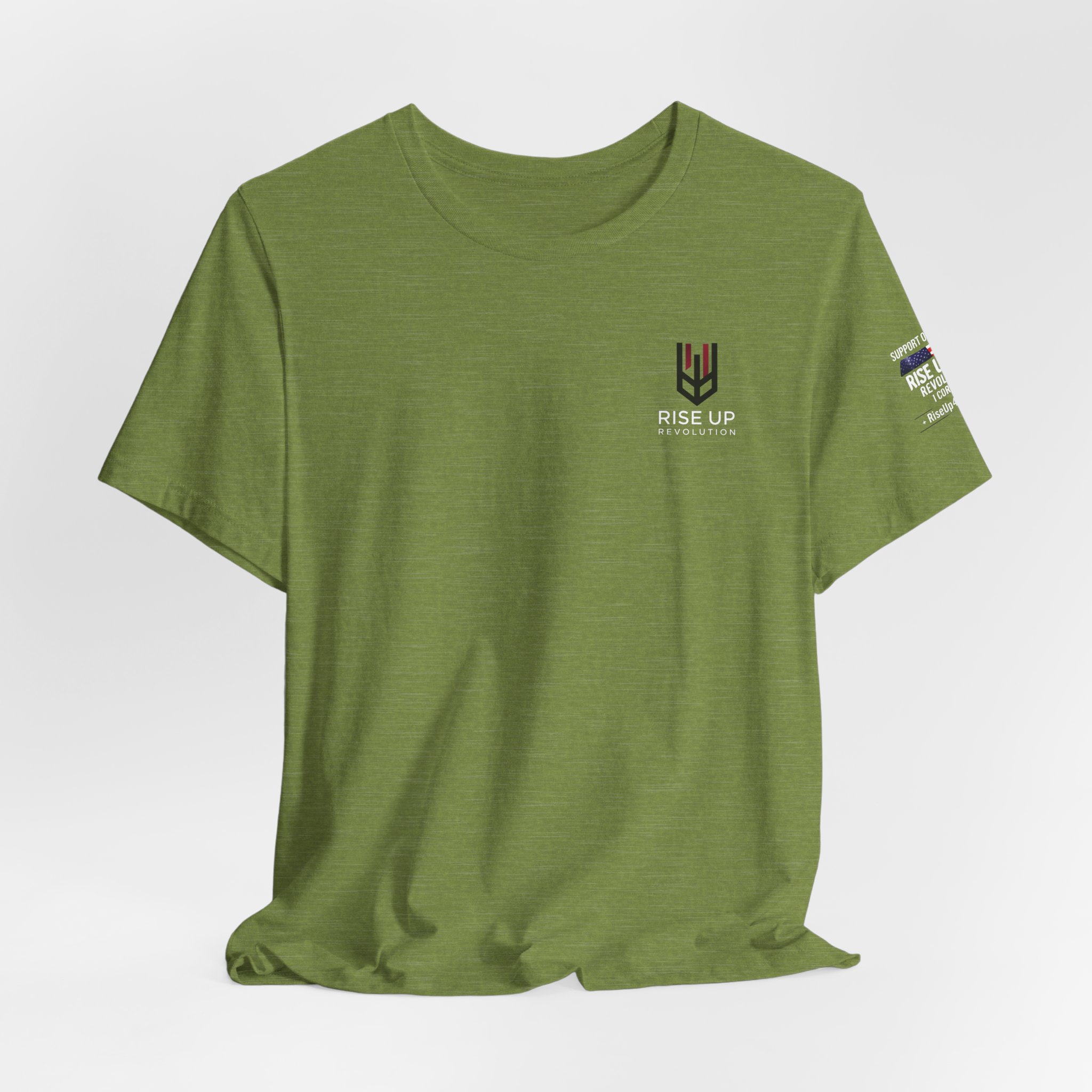 Short Sleeve Crew Tee Rise Up Shield T-Shirt — Patriotic Military Tribute Tee - Image 24