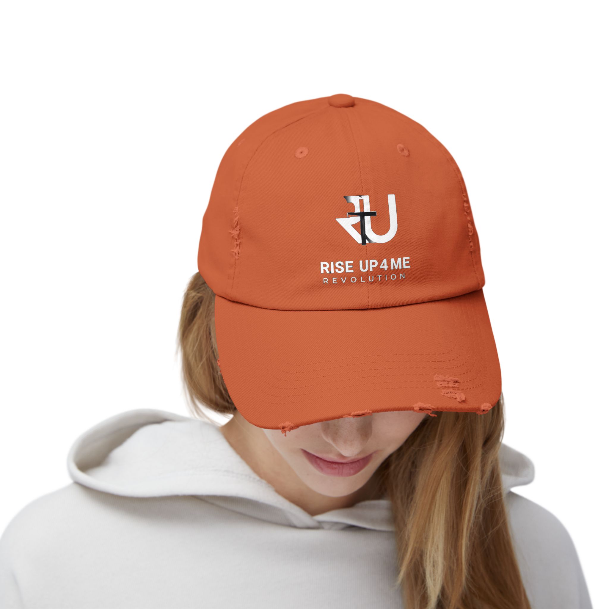 Distressed Cap Fading R U Cross Logo Unisex Distressed Cap - Rise Up 4 Me Revolution, Vintage Cap, Casual Headwear, Gifts for Him/Her, Street Style, Adjustable Hat - Image 8