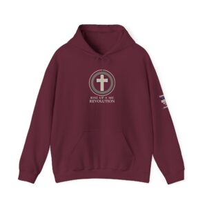 Hoodie Comfy Sweatshirt Kangaroo Pocket Christian Cross 'Rise Up 4 Me Revolution' Hoodie — Faith-Based Streetwear Pullover
