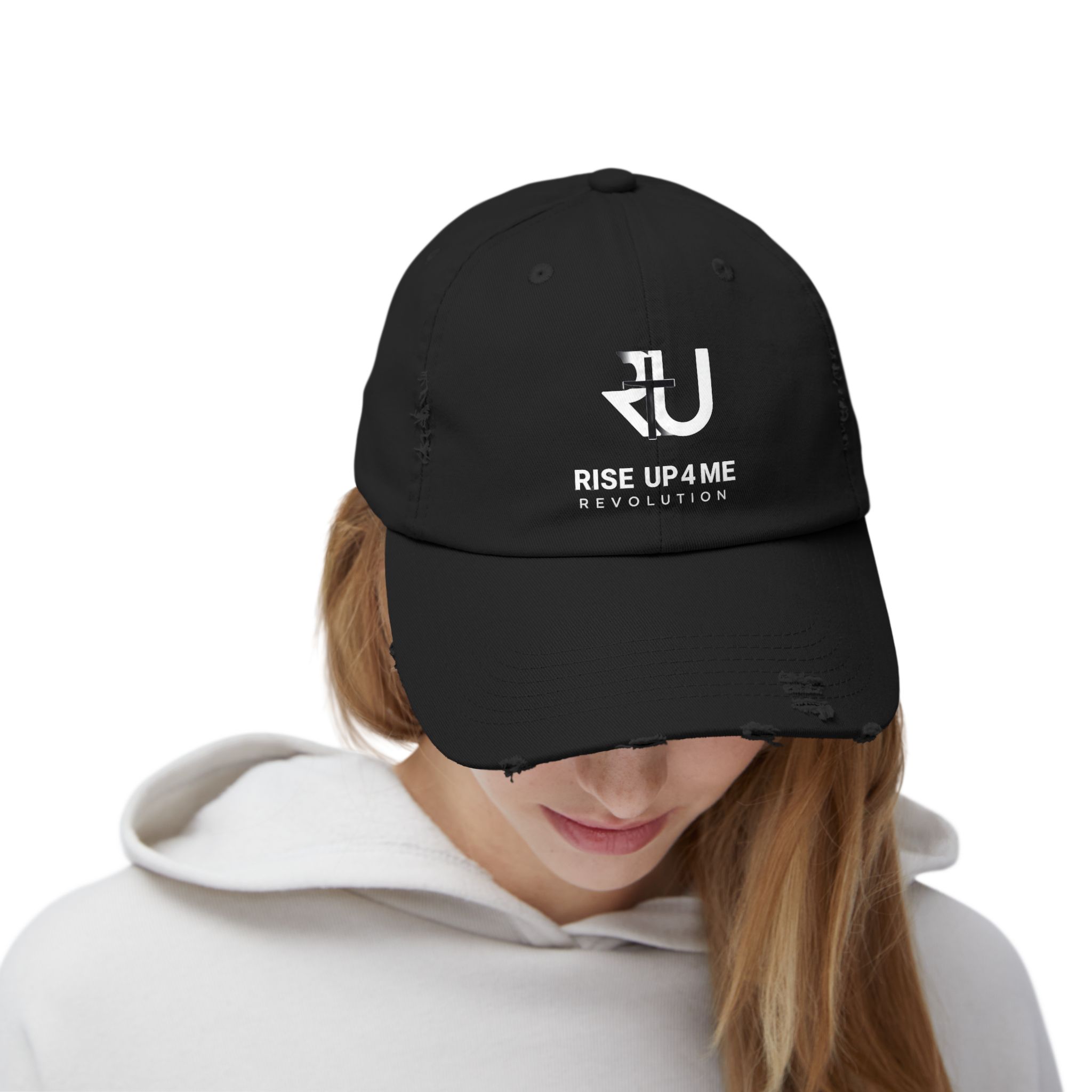 Distressed Cap Fading R U Cross Logo Unisex Distressed Cap - Rise Up 4 Me Revolution, Vintage Cap, Casual Headwear, Gifts for Him/Her, Street Style, Adjustable Hat - Image 4