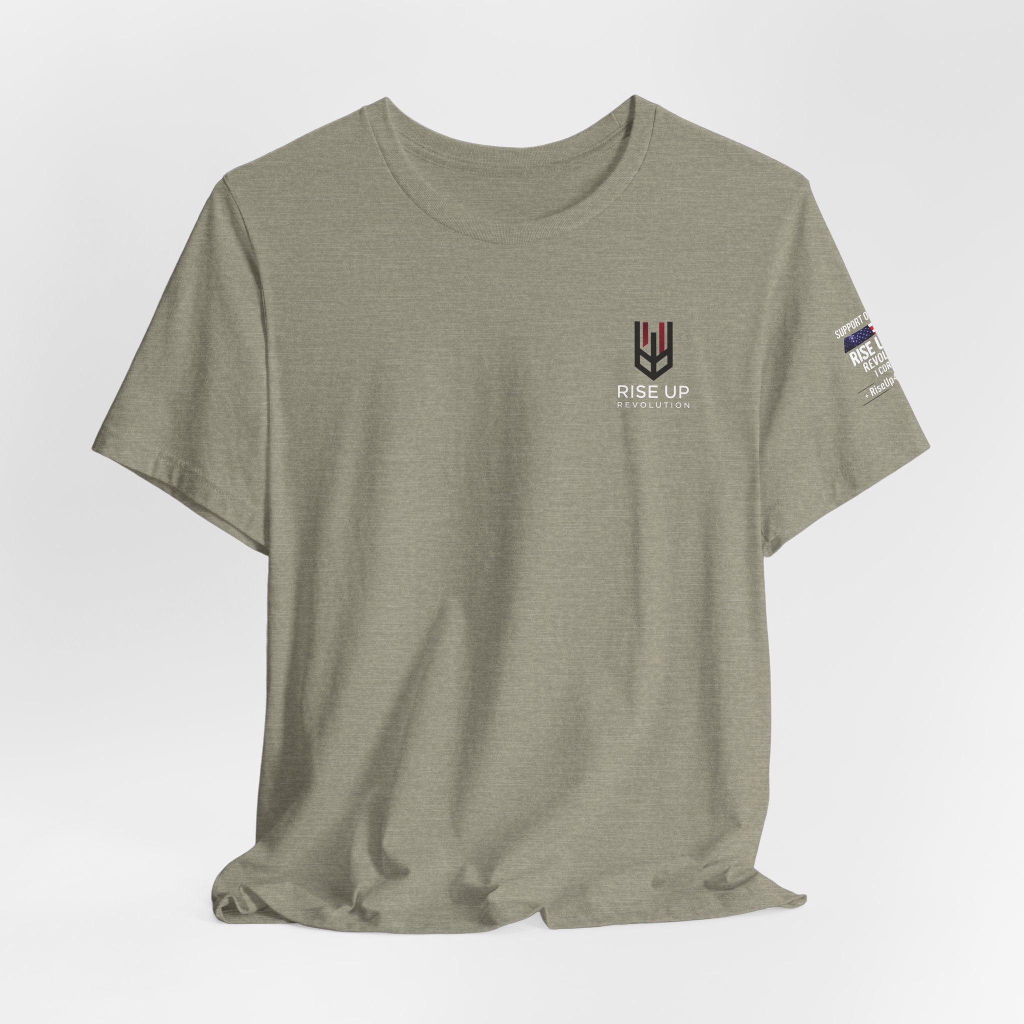Short Sleeve Crew Tee Rise Up Shield T-Shirt — Patriotic Military Tribute Tee - Image 20