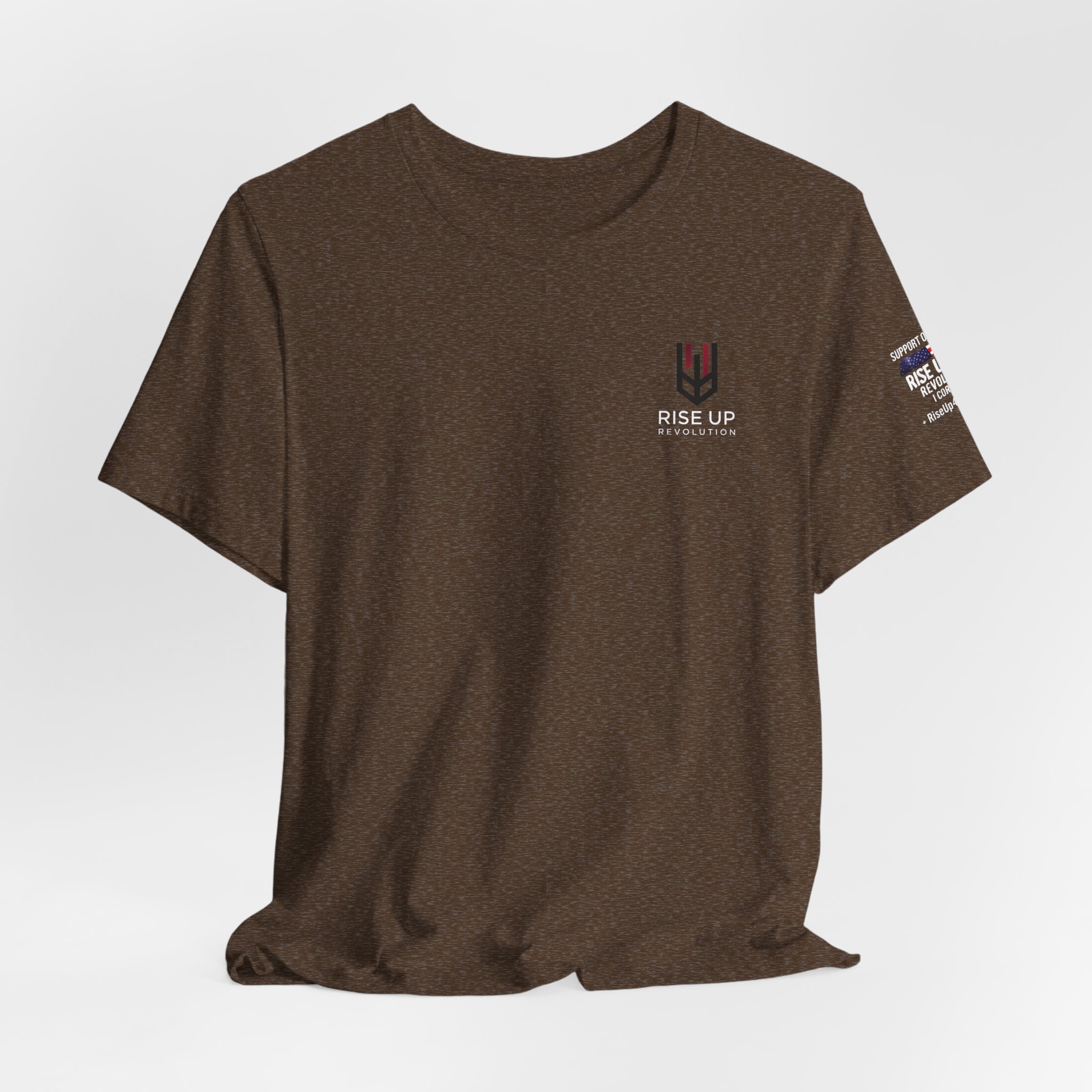 Short Sleeve Crew Tee Rise Up Shield T-Shirt — Patriotic Military Tribute Tee - Image 16