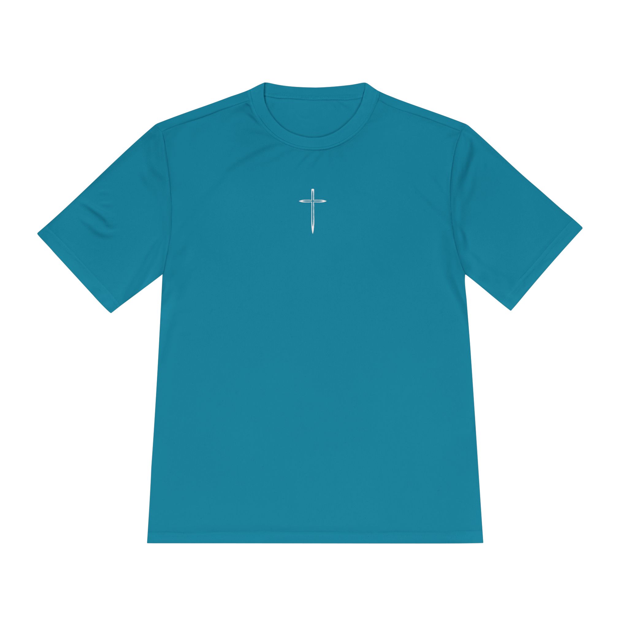 Workout Athletic Apparel Cross Center Chest Unisex Moisture Wicking Tee with Cross Design, Ideal for Active Days, Sports Wear, Gift for Athletes, Casual Outfits, Religious Events - Image 29