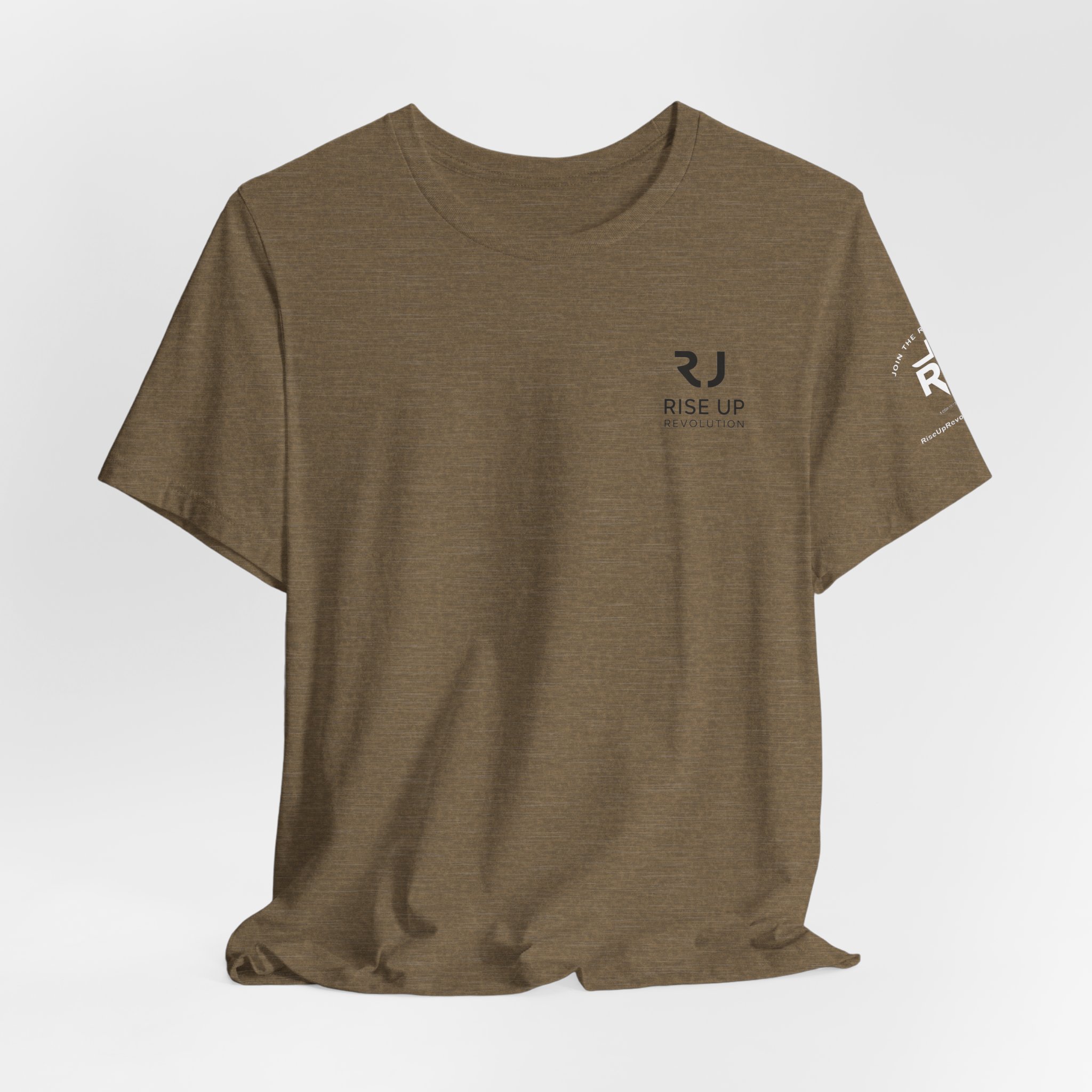 Short Sleeve Crew Tee Rise Up Logo Tee — American Flag Sleeve Casual Short-Sleeve Shirt - Image 16