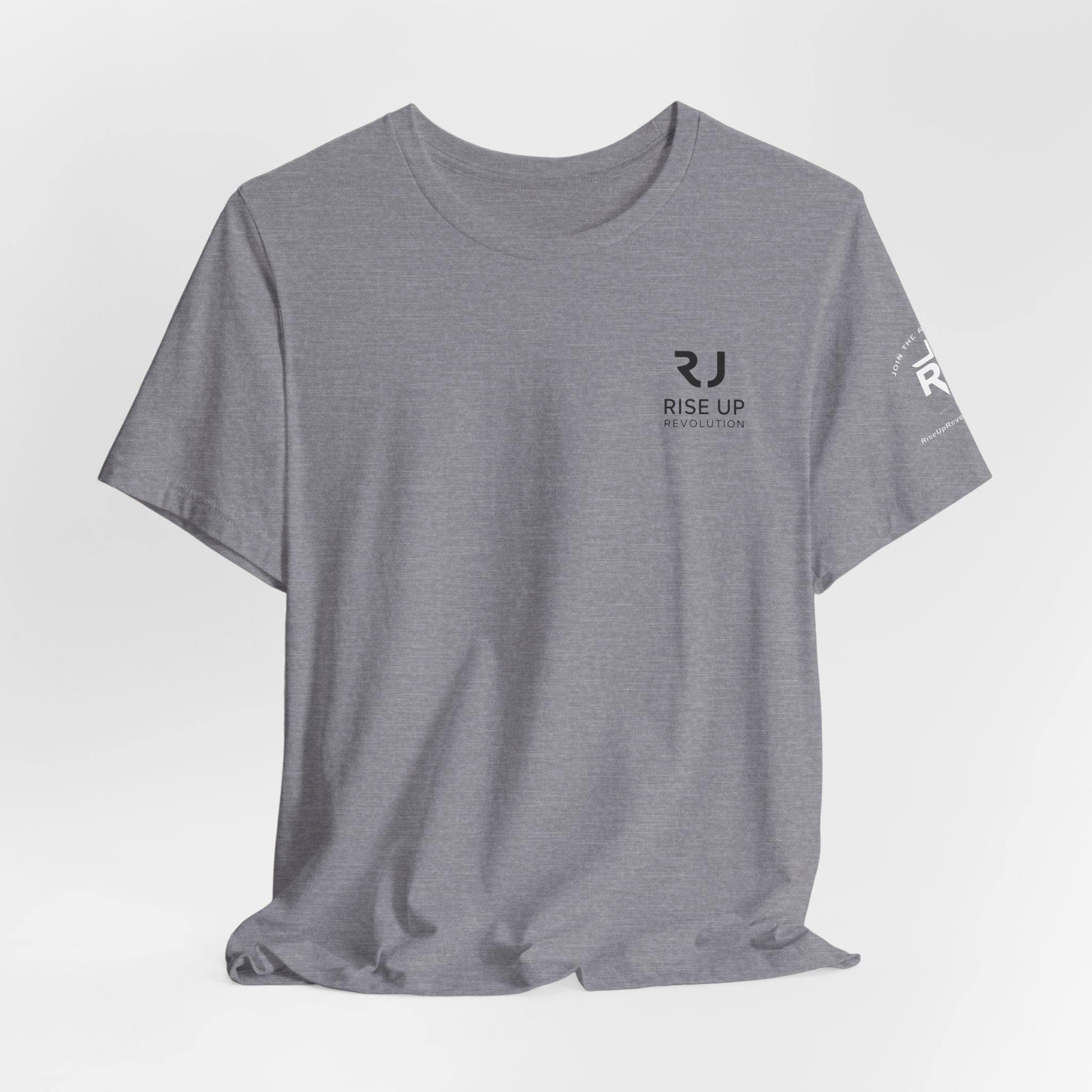 Short Sleeve Crew Tee Rise Up Logo Tee — American Flag Sleeve Casual Short-Sleeve Shirt - Image 36