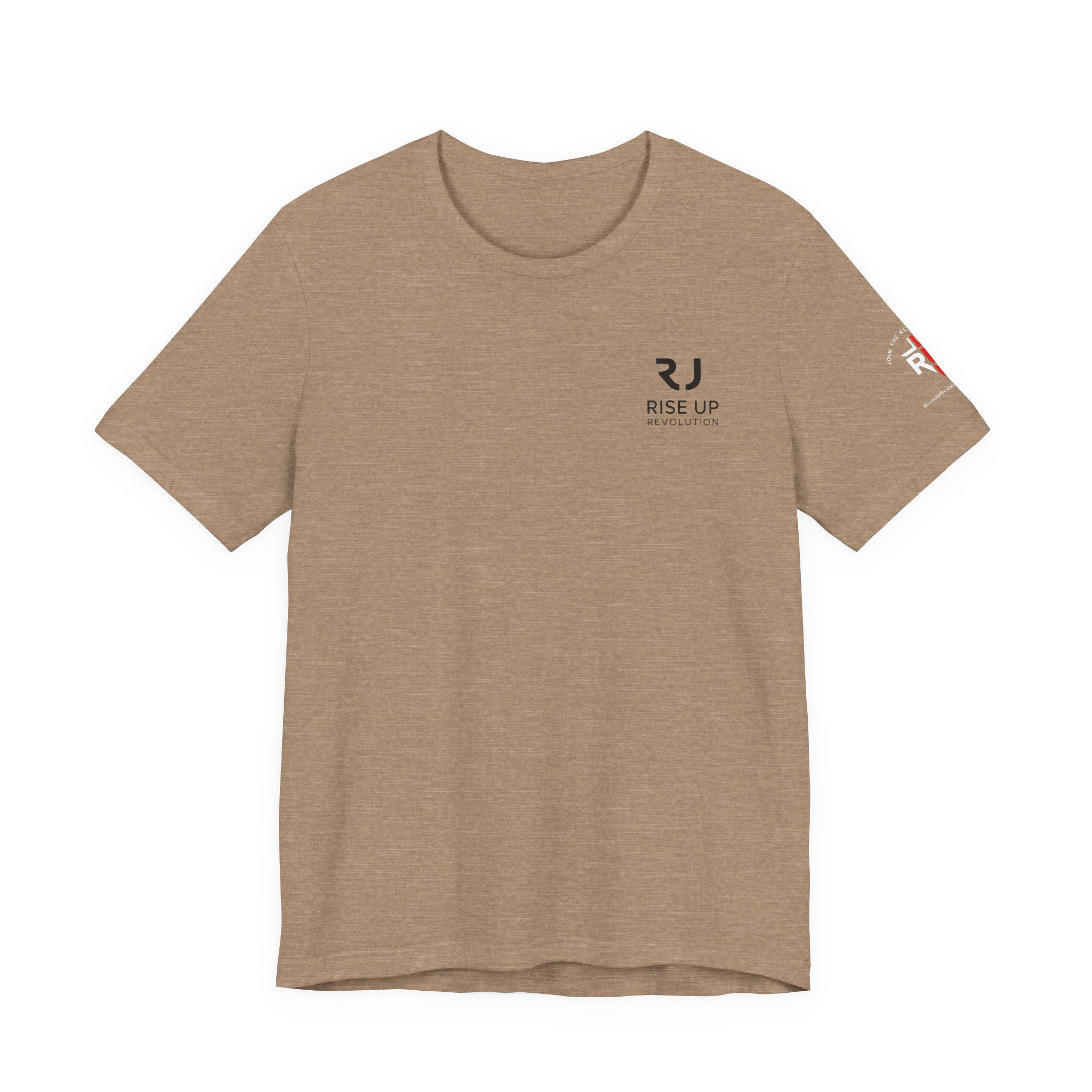 Short Sleeve Crew Tee Rise Up Logo Tee — American Flag Sleeve Casual Short-Sleeve Shirt - Image 9