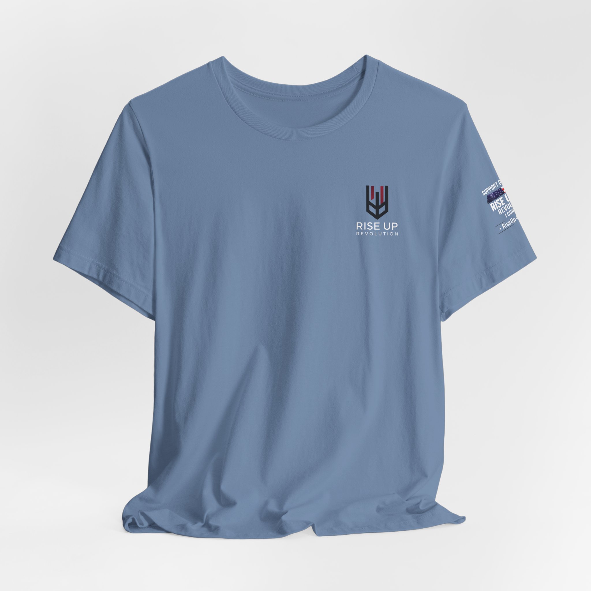 Short Sleeve Crew Tee Rise Up Shield T-Shirt — Patriotic Military Tribute Tee - Image 32