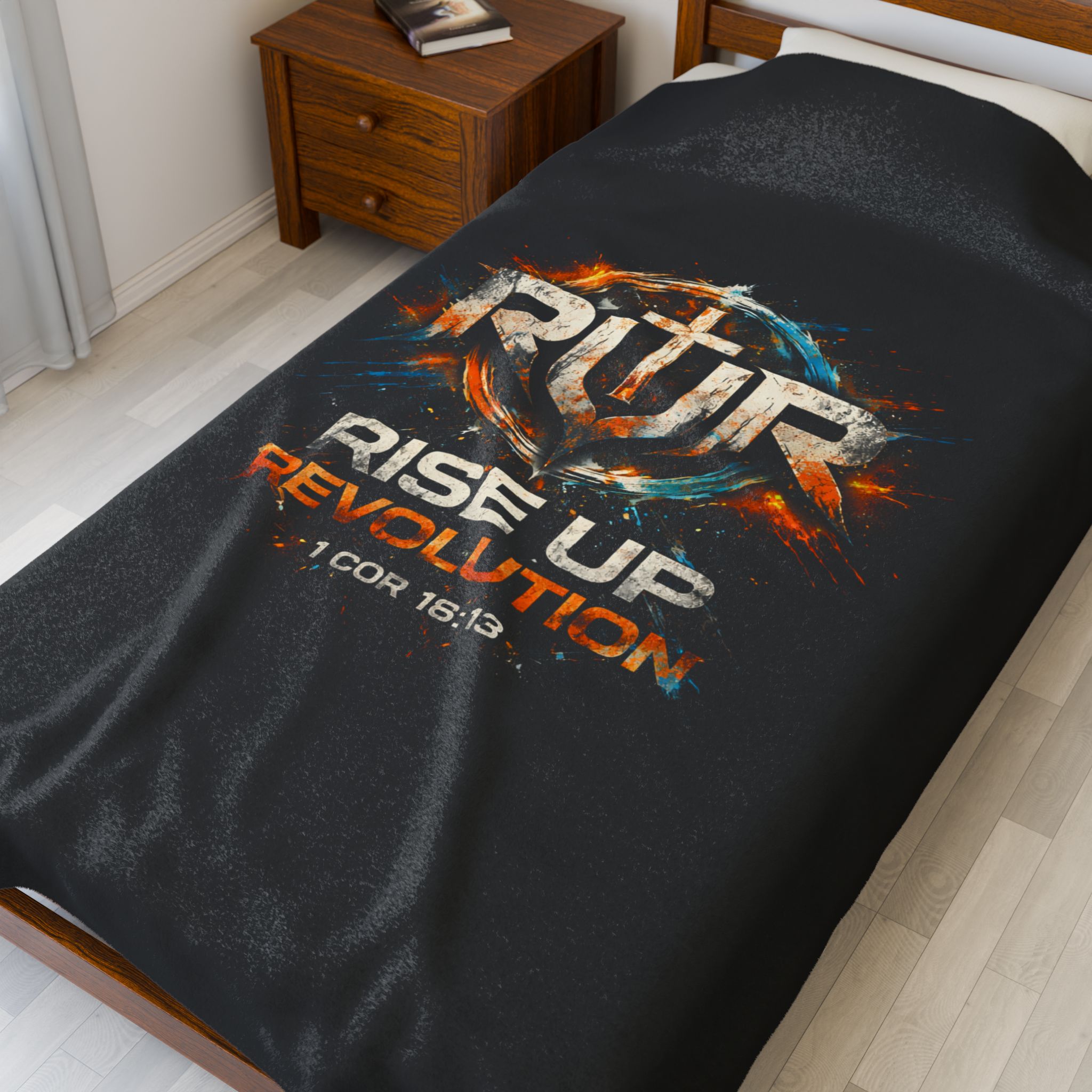 Velveteen Plush Blanket — "Rise Up Revolution" Christian Faith Throw - Image 3