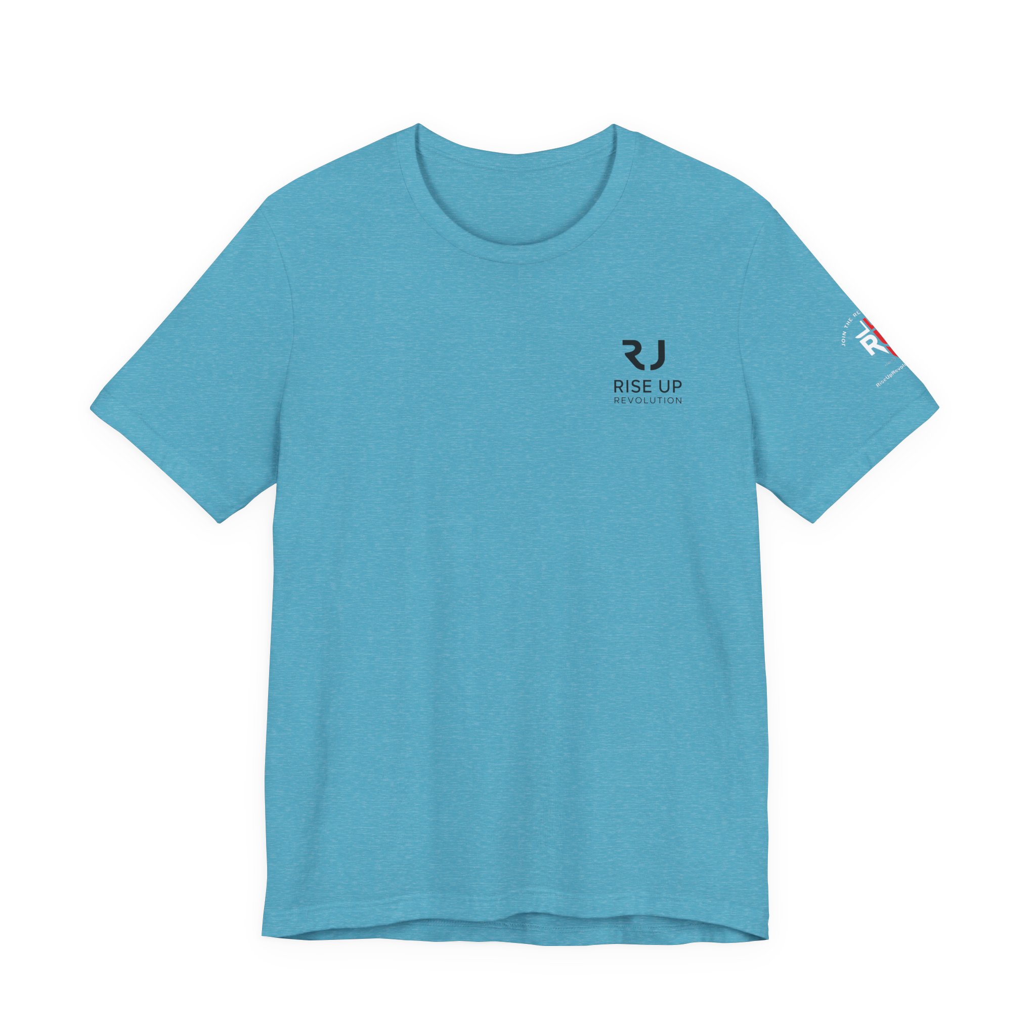 Short Sleeve Crew Tee Rise Up Logo Tee — American Flag Sleeve Casual Short-Sleeve Shirt - Image 45