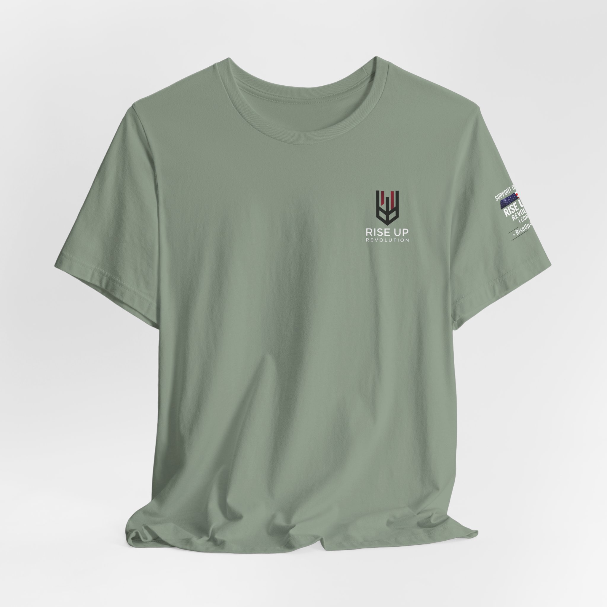 Short Sleeve Crew Tee Rise Up Shield T-Shirt — Patriotic Military Tribute Tee - Image 28