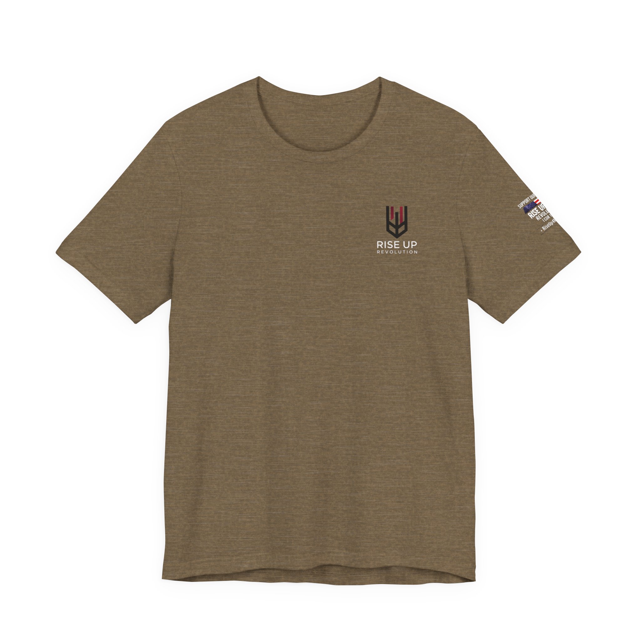 Short Sleeve Crew Tee Rise Up Shield T-Shirt — Patriotic Military Tribute Tee - Image 9
