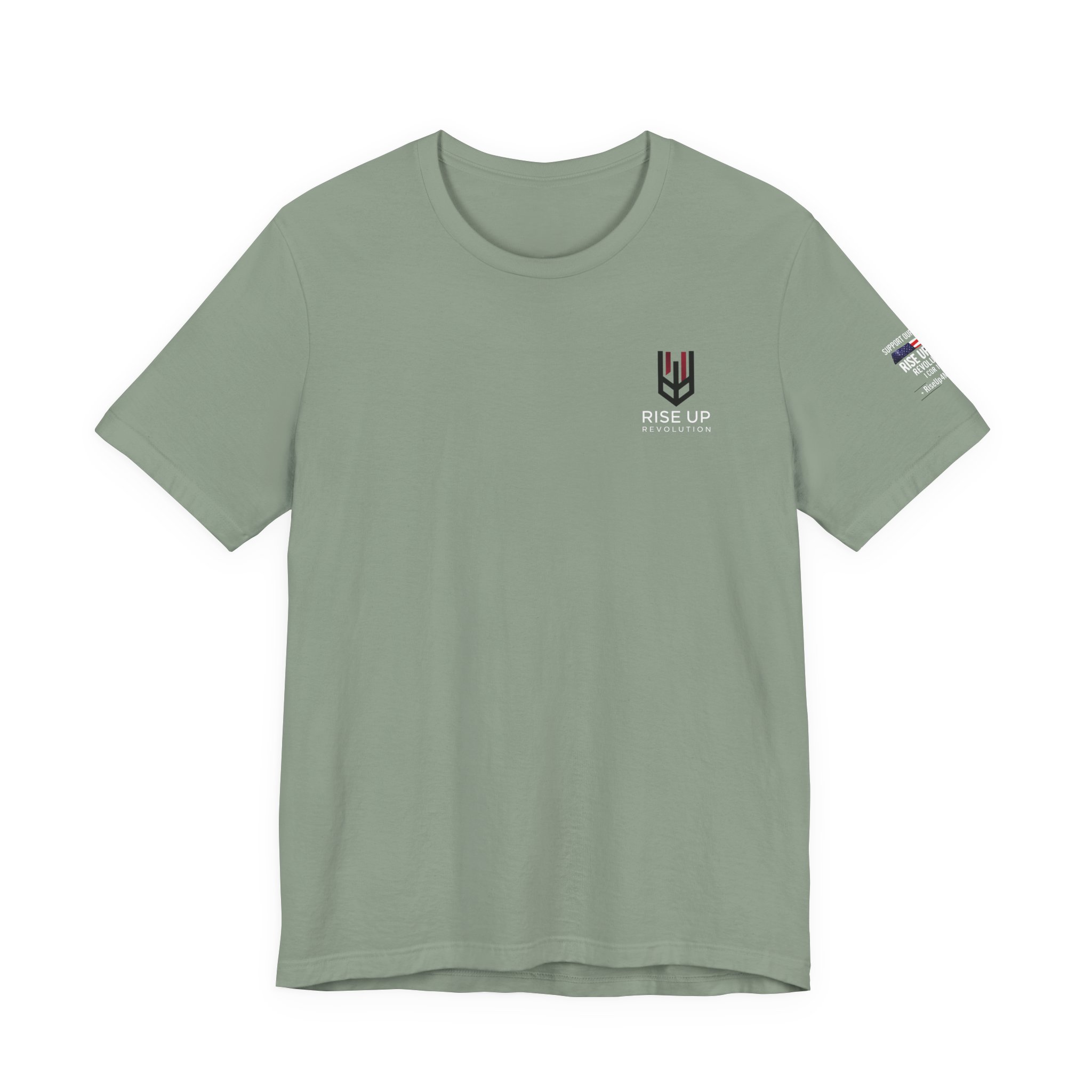 Short Sleeve Crew Tee Rise Up Shield T-Shirt — Patriotic Military Tribute Tee - Image 25