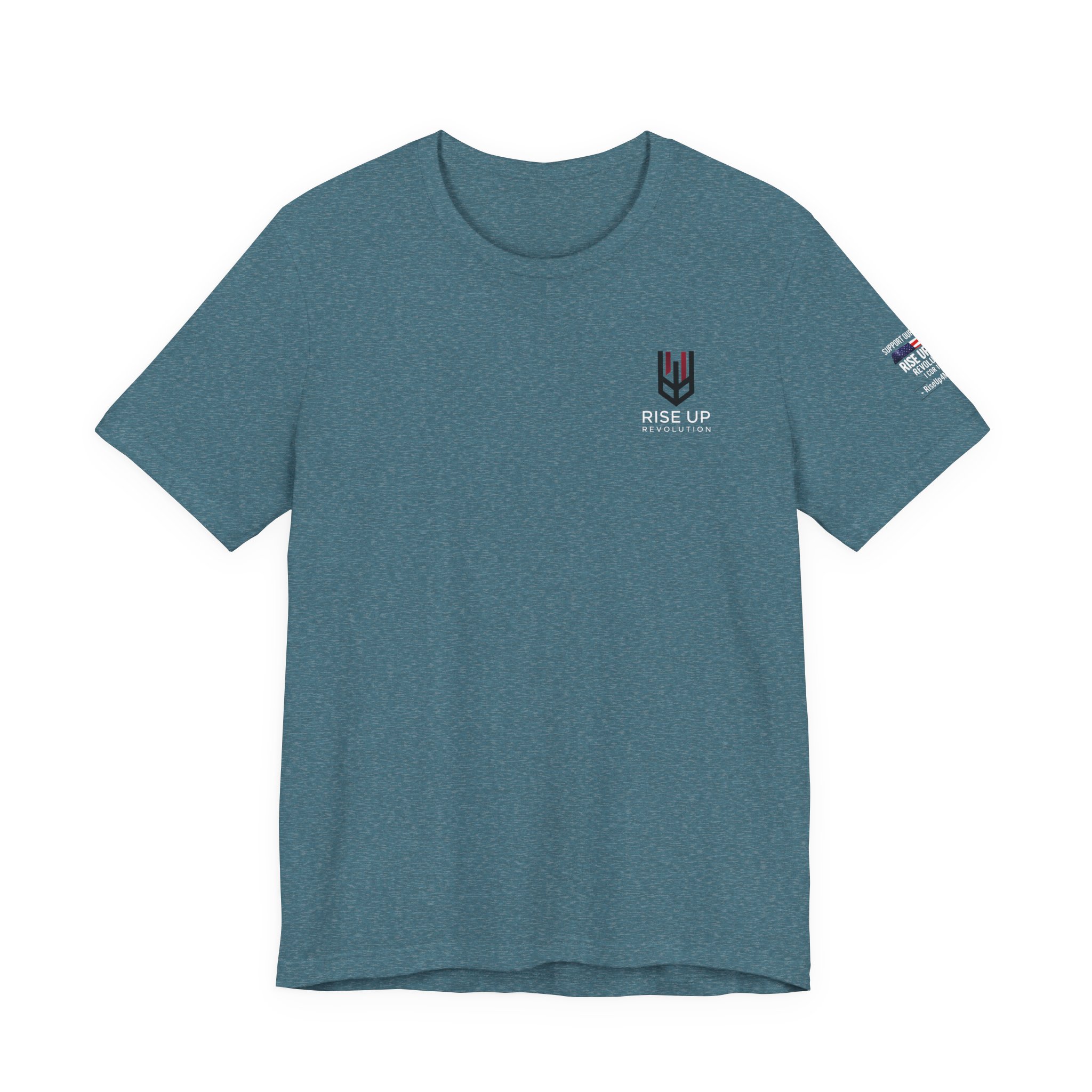 Short Sleeve Crew Tee Rise Up Shield T-Shirt — Patriotic Military Tribute Tee - Image 37
