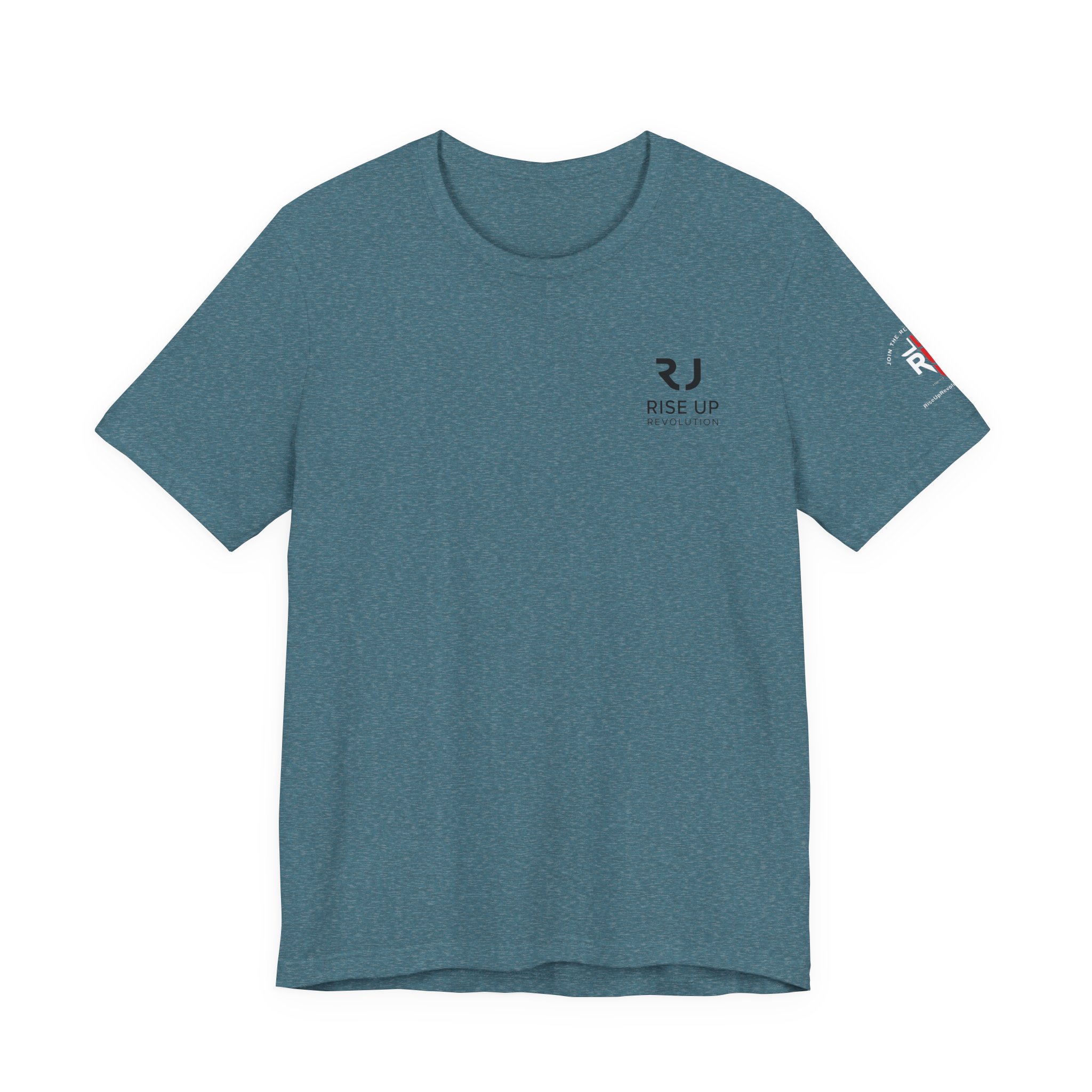 Short Sleeve Crew Tee Rise Up Logo Tee — American Flag Sleeve Casual Short-Sleeve Shirt - Image 41