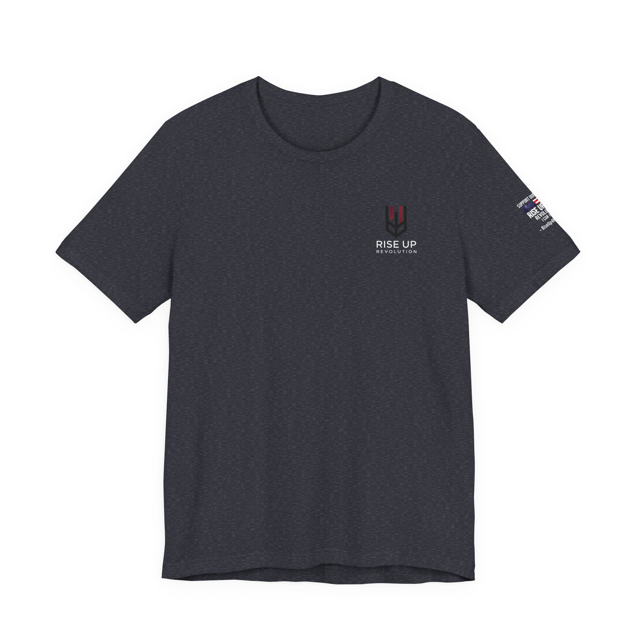 Short Sleeve Crew Tee Rise Up Shield T-Shirt — Patriotic Military Tribute Tee - Image 41