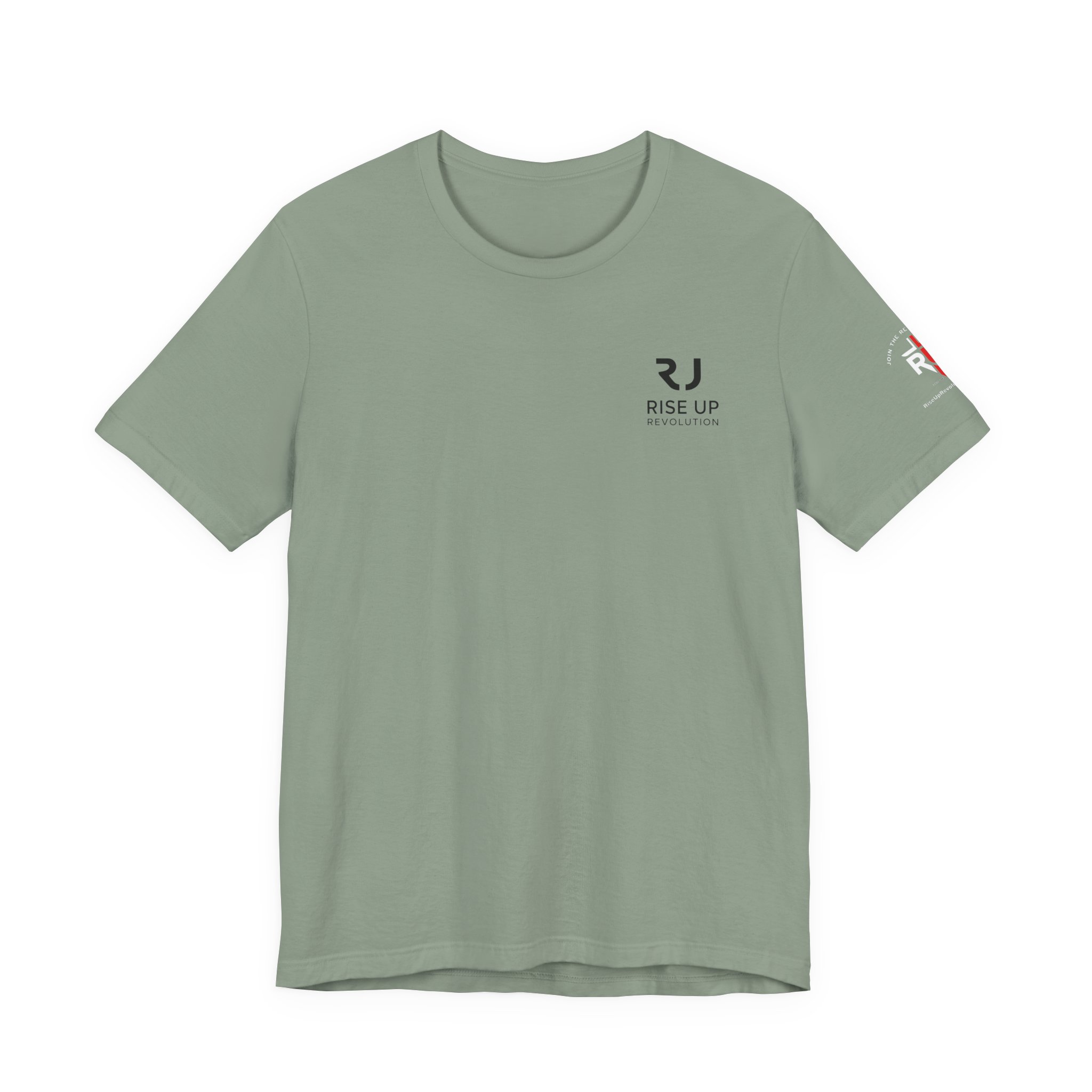 Short Sleeve Crew Tee Rise Up Logo Tee — American Flag Sleeve Casual Short-Sleeve Shirt - Image 29