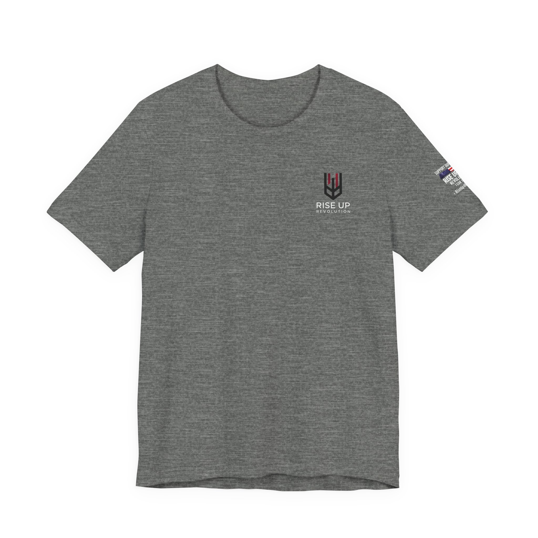 Short Sleeve Crew Tee Rise Up Shield T-Shirt — Patriotic Military Tribute Tee